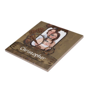 Personalised steampunk photo template tile