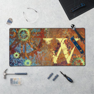 Personalised Steampunk Rusty Clockwork Gears Desk Mat