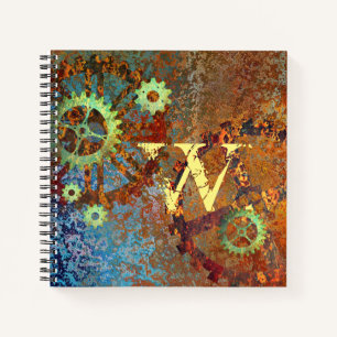 Personalised Steampunk Rusty Clockwork Gears Notebook