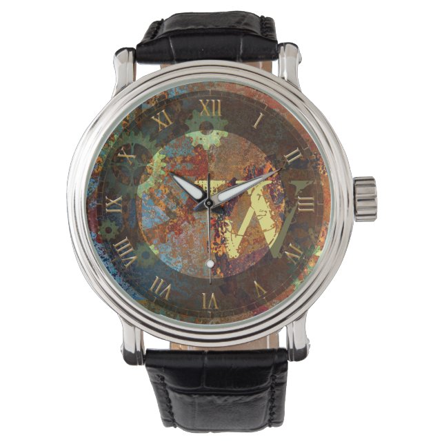 Personalised Steampunk Rusty Clockwork Gears  Watch (Front)