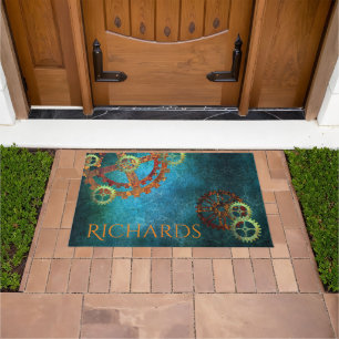 Personalised Steampunk Rusty Gears Doormat