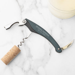 Personalised Steel Grey Blue Classy Chic Corkscrew