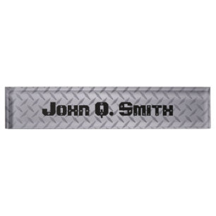 Personalised Steel Grey Diamond Plate Nameplate