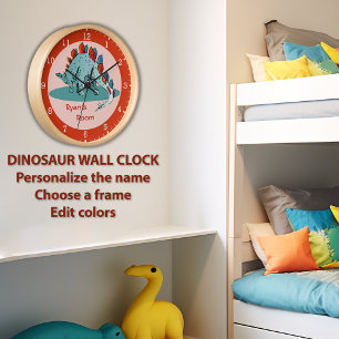 Personalised Stegosaurus (3) Custom Colours Round Clock