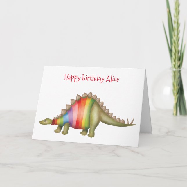 Personalised Stegosaurus birthday card (Front)