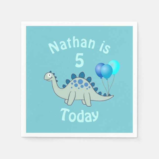 Personalised Stegosaurus Dinosaur Kids Birthday Napkin (Front)
