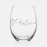 Personalised Stemless Wine Glass Elegant Floral