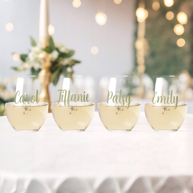 Personalised Stemless Wine Glass Tumblers (Insitu (Wedding))
