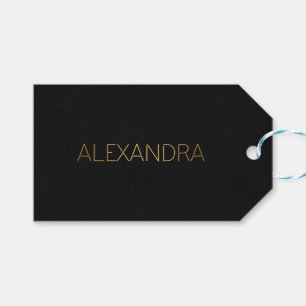 Personalised Stencil Font Alexandra Gold Black Gift Tags