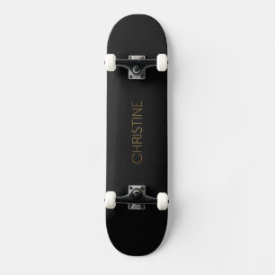 Personalised Stencil Font Christine Gold on Black Skateboard