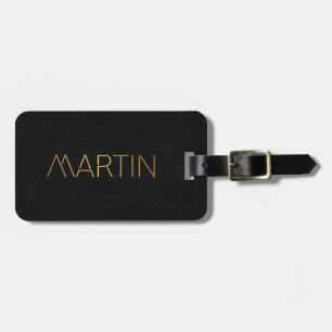 Personalised Stencil Font Martin Gold Black Luggage Tag