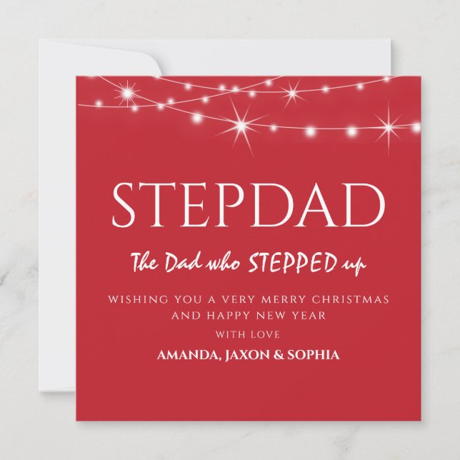 Personalised Stepdad Contemporary Christmas Holiday Card (Front)