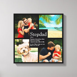 Personalised Stepdad Definition 4 Photo Black Canvas Print