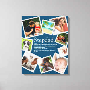 Personalised Stepdad Definition 9 Photo Blue Canvas Print