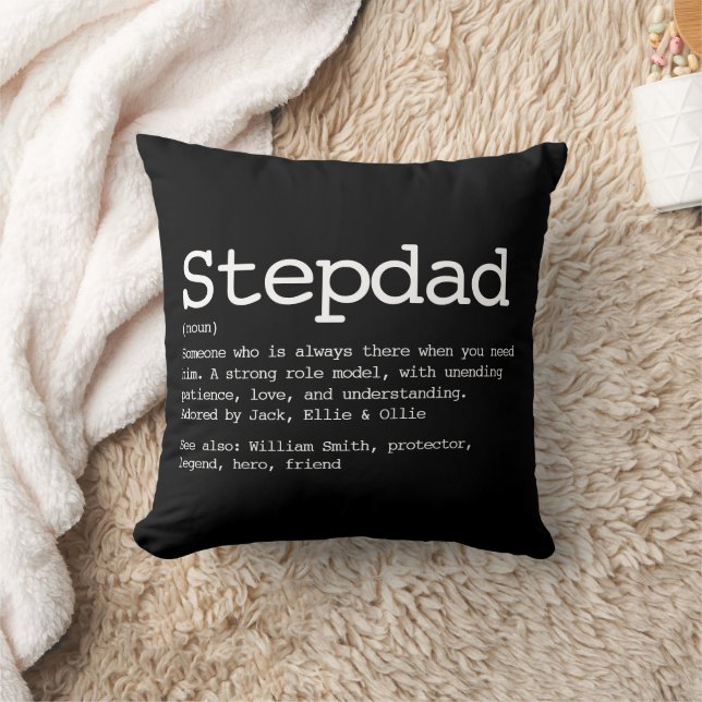 Personalised Stepdad Definition Black Cushion (Blanket)