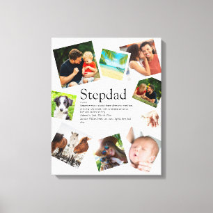 Personalised Stepdad Definition Name 9 Photo Canvas Print