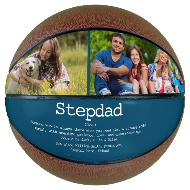 Personalised Stepdad Definition Photo Blue Basketball (Front)