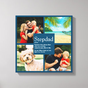 Personalised Stepdad Name Definition 4 Photo Blue Canvas Print