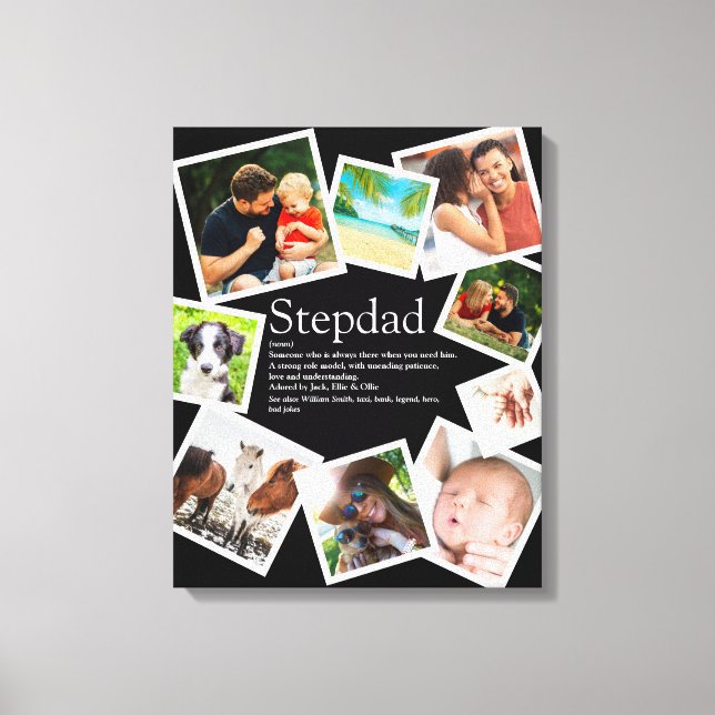 Personalised Stepdad Name Definition 9 Photo Canvas Print (Front)