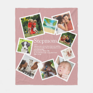 Personalised Stepmom Definition 9 Photo Blush Pink Fleece Blanket