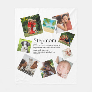 Personalised Stepmom Definition 9 Photo Collage Fleece Blanket