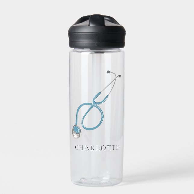 Personalised Stethoscope Coworker Doctors Name Water Bottle (Front)