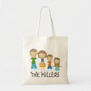 Personalised Stick Figure Family Tote Bag