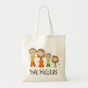 Personalised Stick Figure Family Tote Bag