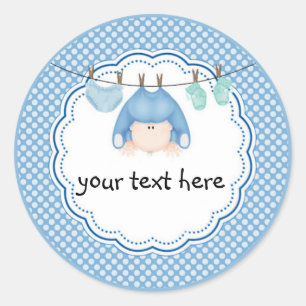 Personalised Sticker/Baby Boy Laundry Classic Round Sticker