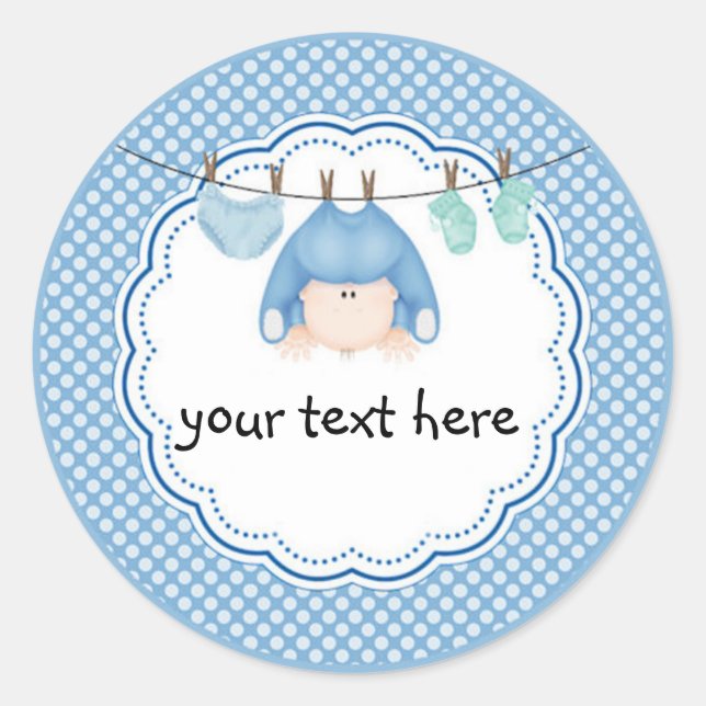 Personalised Sticker/Baby Boy Laundry Classic Round Sticker (Front)