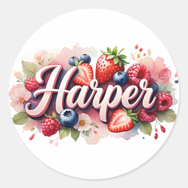 Personalised Sticker Harper Berry Floral Design (Front)