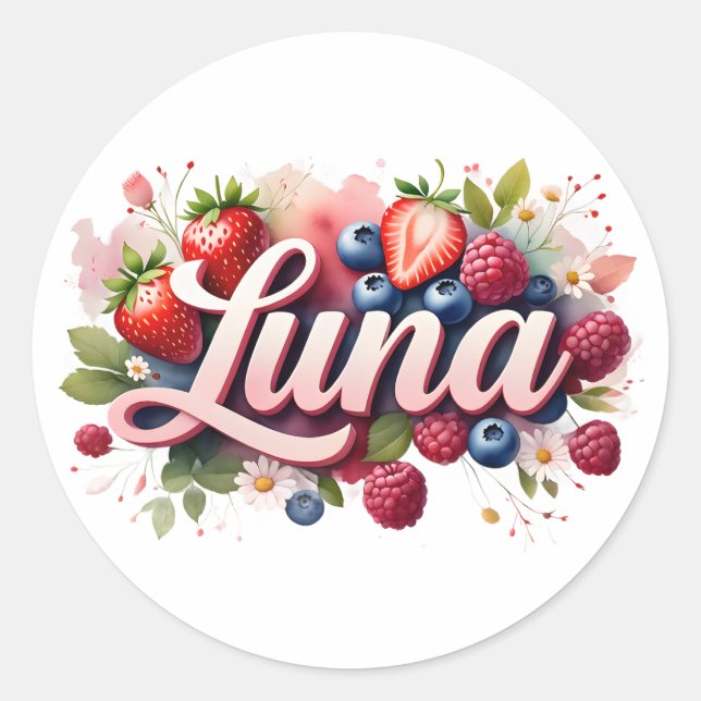 Personalised Sticker Luna Berry Floral Design (Front)