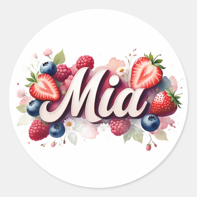 Personalised Sticker Mia Berry Floral Design (Front)