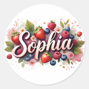 Personalised Sticker "Sophia" Berry Floral Design