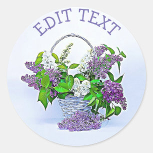 Personalised Stickers Purple Lilacs Basket
