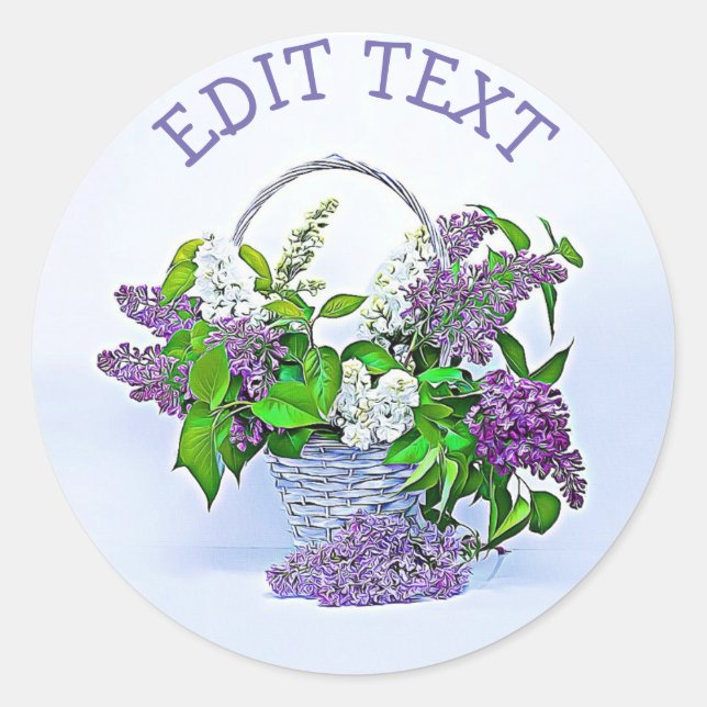 Personalised Stickers Purple Lilacs Basket (Front)