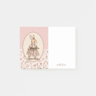 Personalised Sticky Notes, Vintage Floral Rabbit Post-it Notes