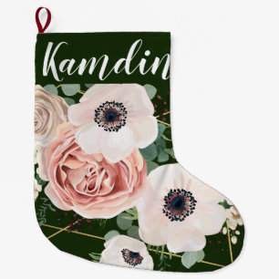Personalised Stocking Geometric Garden Rose Hunter