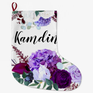 Personalised Stocking Lavender Hibiscus on White