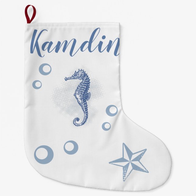 Personalised Stocking Seahorse Ocean Beach Water (Front)