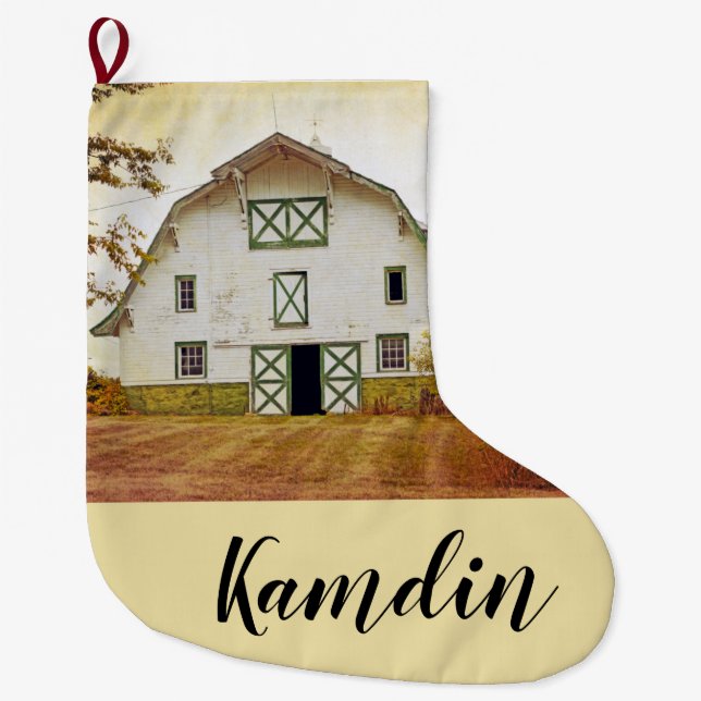 Personalised Stocking Sunset Barn Country Rustic F (Front)