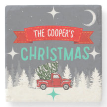 Personalised Stone Christmas Tree Coaster