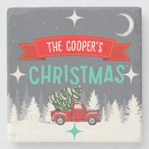 Personalised Stone Christmas Tree Coaster