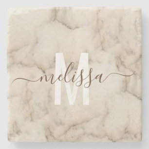Personalised Stone Monogram Marble Handwritten Coaster