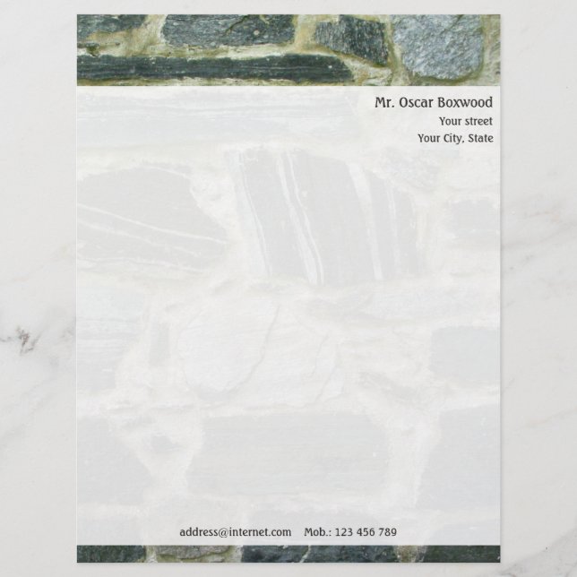 Personalised Stone Wall with Return Address Letterhead (Front)