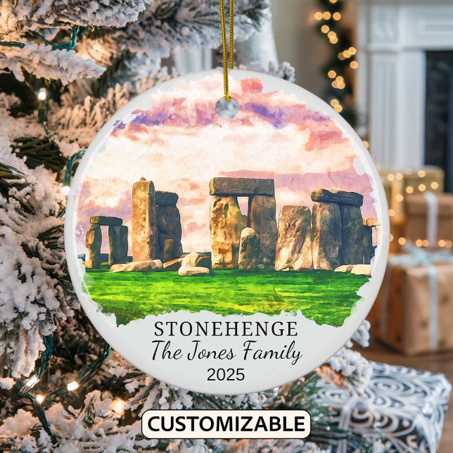 Personalised Stonehenge Ornament, England Gift Ceramic Tree Decoration (Creator Uploaded)