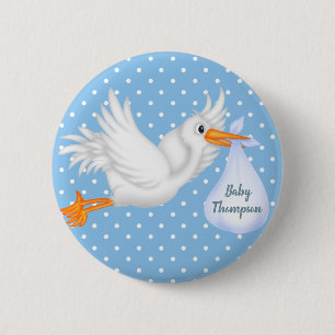 Personalised Stork Button for Boys
