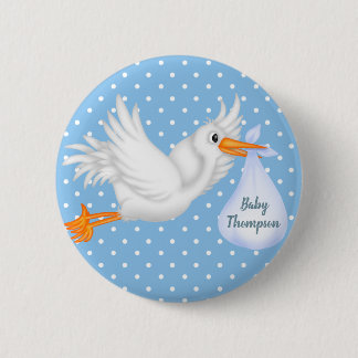 Personalised Stork Button for Boys