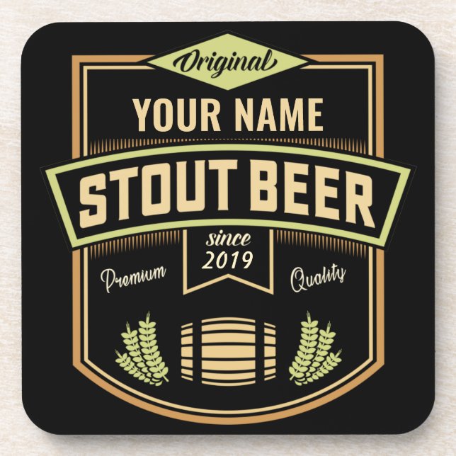 Personalised Stout Dark Beer Brewing Label Bar  Coaster (Front)