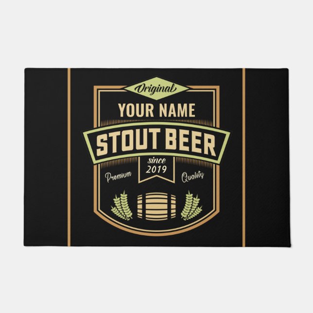 Personalised Stout Dark Beer Brewing Label Bar   Doormat (Front)